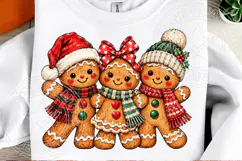 Christmas Gingerbread Family Cute Santa Hat & Scarf Holiday Product Image 2