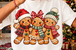 Christmas Gingerbread Family Cute Santa Hat & Scarf Holiday Product Image 3