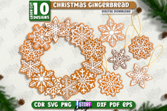 Christmas Gingerbread Snowflake Laser Cut Bundle, Ornament Product Image 1