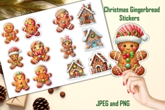 10 Christmas Gingerbread Stickers JPEG and PNGs Product Image 1