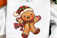 Christmas Gingerbread Man PNG | Santa Hat & Plaid Scarf Subl Product Image 2