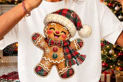 Christmas Gingerbread Man PNG | Red Green Plaid Santa Hat & Product Image 3