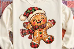Christmas Gingerbread Man PNG | Santa Hat & Plaid Scarf Subl Product Image 4