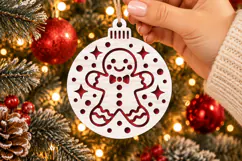 Christmas Gingerbread Ornament SVG, Laser Cut Cookie Product Image 1