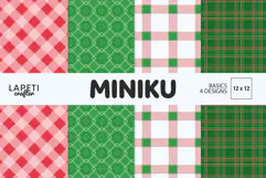 Christmas gingham digital papers in festive red green pink and white