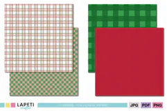 Christmas patterned papers with classic red and green checks for festive creative projects.