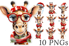 Teacher Christmas Giraffes Clipart |10 Funny Holiday PNGs Product Image 1
