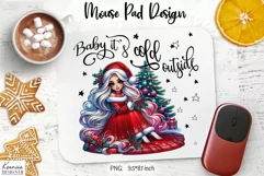 Christmas Funny Quotes|Cute Winter Girl Mouse Pad Design Product Image 4