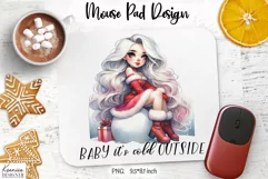 Christmas Funny Quotes|Cute Winter Girl Mouse Pad Design Product Image 3
