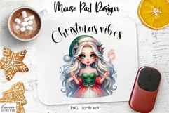 Christmas Funny Quotes|Cute Winter Girl Mouse Pad Design Product Image 4