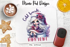 Christmas Funny Quotes|Cute Winter Girl Mouse Pad Design Product Image 5