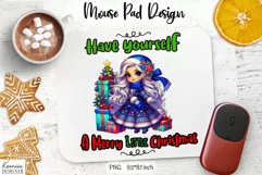 Christmas Funny Quotes|Cute Winter Girl Mouse Pad Design Product Image 2