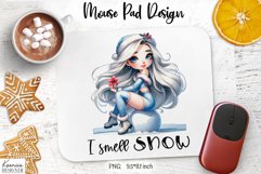 Christmas Funny Quotes|Cute Winter Girl Mouse Pad Design Product Image 1