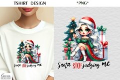 Cartoon Christmas Girl|Funny Christmas Quotes T Shirt Product Image 1