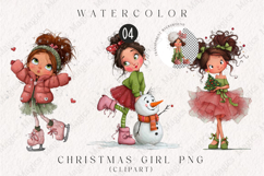 Christmas Girl Clipart | Cute Hand-Drawn Holiday Women Product Image 1