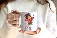 Christmas Girl Clipart | Cute Hand-Drawn Holiday Women Product Image 2