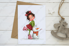 Christmas Girl Clipart | Cute Hand-Drawn Holiday Women Product Image 3