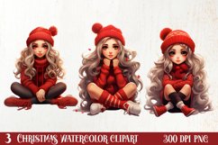Cute Christmas Little Girl Sublimation Clipart Product Image 1