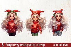 Cute Christmas Little Girl Sublimation Clipart Product Image 1