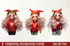 Cute Christmas Little Girl Sublimation Clipart Product Image 1
