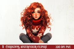 Cute Christmas Little Girl Sublimation Clipart Product Image 1