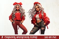 Cute Christmas Little Girl Sublimation Clipart Product Image 1