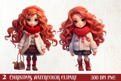 Cute Christmas Little Girl Sublimation Clipart Product Image 1
