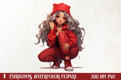 Cute Christmas Little Girl Sublimation Clipart Product Image 1