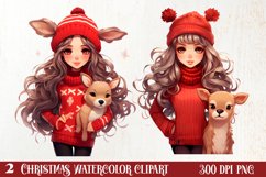 Cute Christmas Little Girl Sublimation Clipart Product Image 1
