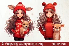 Cute Christmas Little Girl Sublimation Clipart Product Image 1