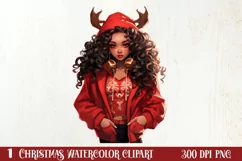 Cute Christmas Little Girl Sublimation Clipart Product Image 1