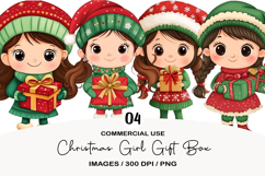 Christmas Girl Gift Box Clipart Product Image 1