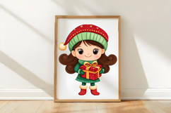 Christmas Girl Gift Box Clipart Product Image 3