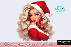 Christmas Girl Sublimation Design Girl in Santa Hat