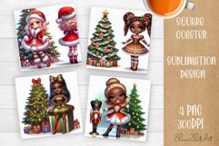 Christmas tree and girl Square Coaster Sublimation Design Product Image 1