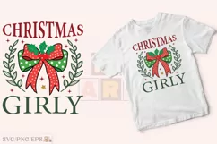 Retro Christmas Girly SVG Coquette Bow PNG T-shirt Design Product Image 2