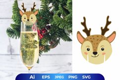 Cute Smiling Deer Head Glass Decoration Product Image 1