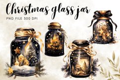 Christmas Glass Jar Watercolor Magic Night Xmas Decorate Product Image 1