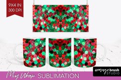 Glitter Christmas Mug Wrap - Faux Seqiun Mug Sublimation Product Image 1