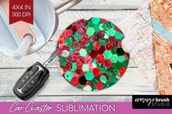 Glitter Christmas Car Coaster PNG - Faux Seqiun Sublimatoin Product Image 1