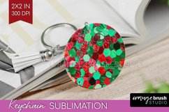 Glitter Christmas Keychain PNG - Faux Seqiun Sublimation Product Image 1