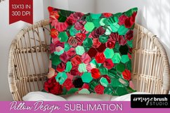 Glitter Christmas Pillow Sublimation - Faux Seqiun Pillow Product Image 1