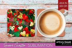 Glitter Christmas Square Coaster - Faux Seqiun Sublimation Product Image 1