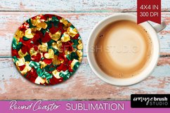 Glitter Christmas Round Coaster - Faux Seqiun Sublimation Product Image 1