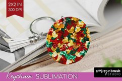 Glitter Christmas Keychain PNG - Faux Seqiun Sublimation Product Image 1
