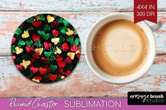Glitter Christmas Round Coaster - Faux Seqiun Sublimation Product Image 1