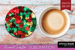 Glitter Christmas Round Coaster - Faux Seqiun Sublimation Product Image 1
