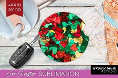 Glitter Christmas Car Coaster PNG - Faux Seqiun Sublimatoin Product Image 1