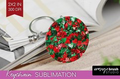 Glitter Christmas Keychain PNG - Faux Seqiun Sublimation Product Image 1