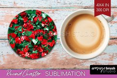 Glitter Christmas Round Coaster - Faux Seqiun Sublimation Product Image 1